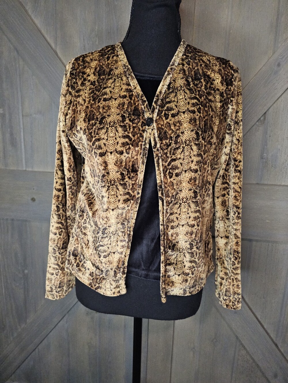 Vintage Jeanie Bleu Animal Print Blouse Girls 14/16